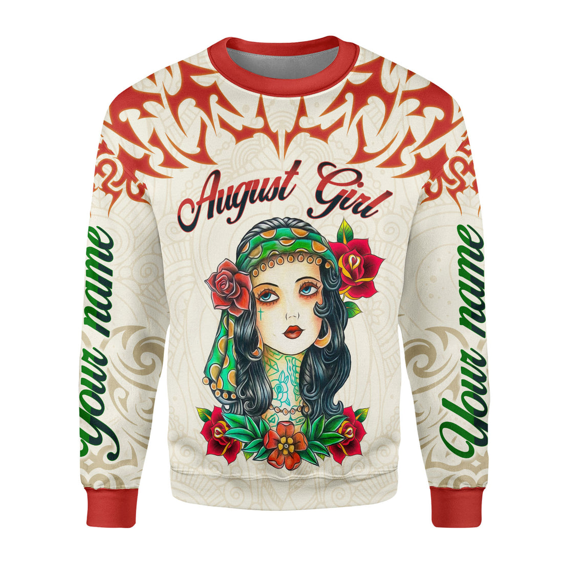 CustomsPig Personalized Ugly Sweater August Girl All Over Printed