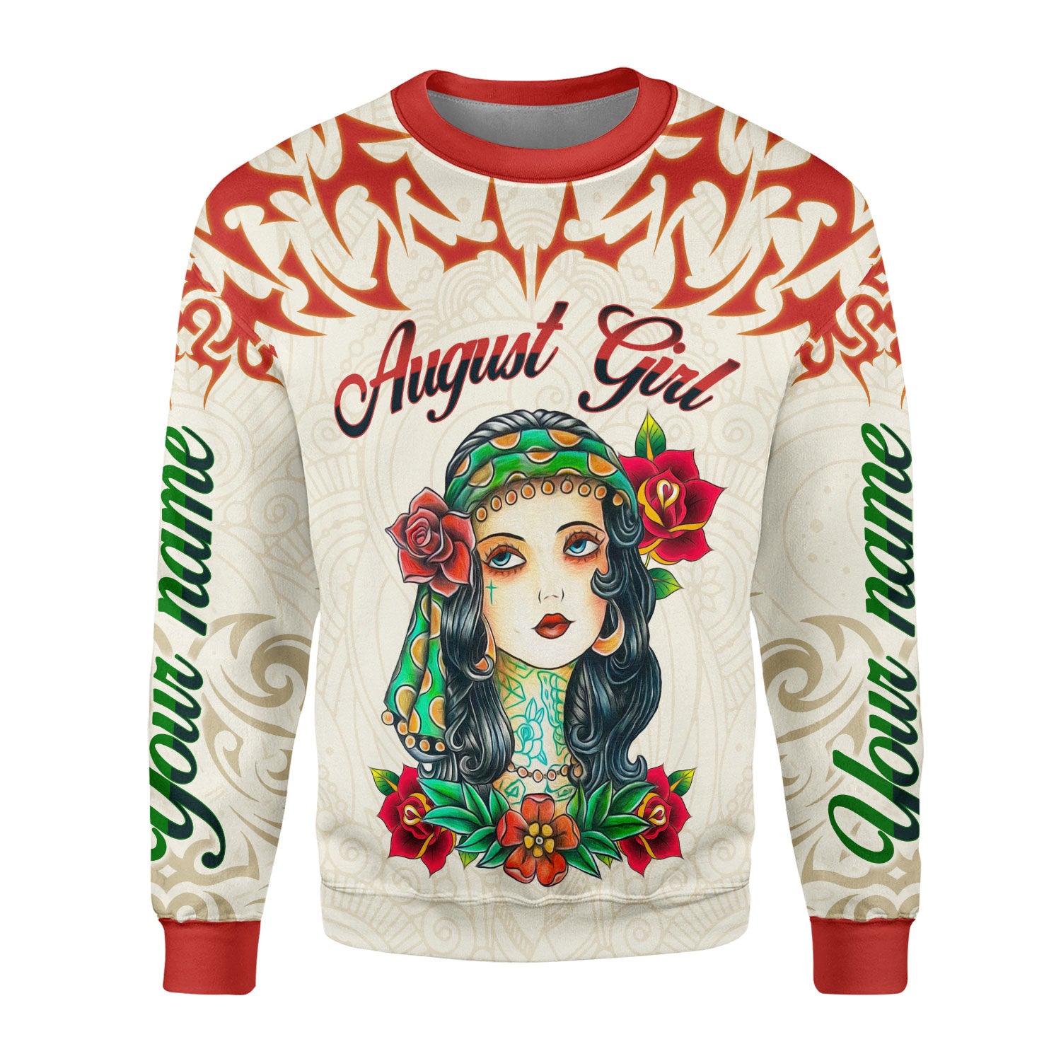 CustomsPig Personalized Ugly Sweater August Girl All Over Printed