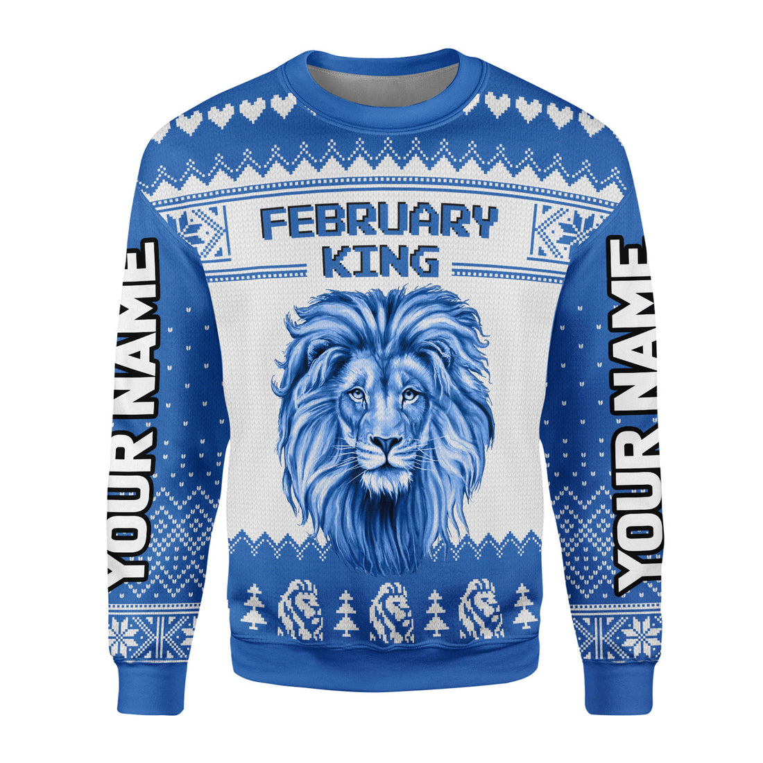 CustomsPig Personalized Ugly Sweater February King All Over Printed
