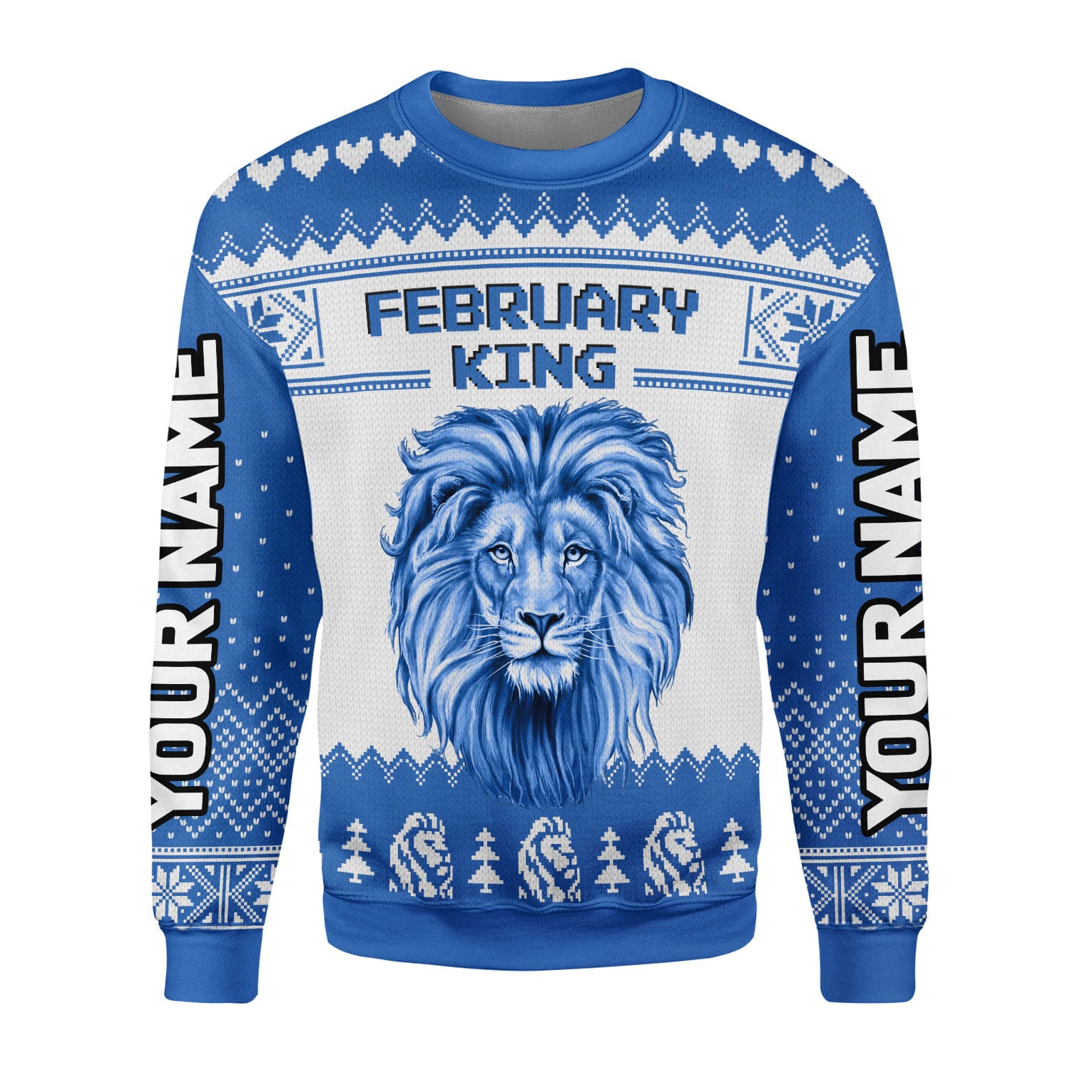 CustomsPig Personalized Ugly Sweater February King All Over Printed