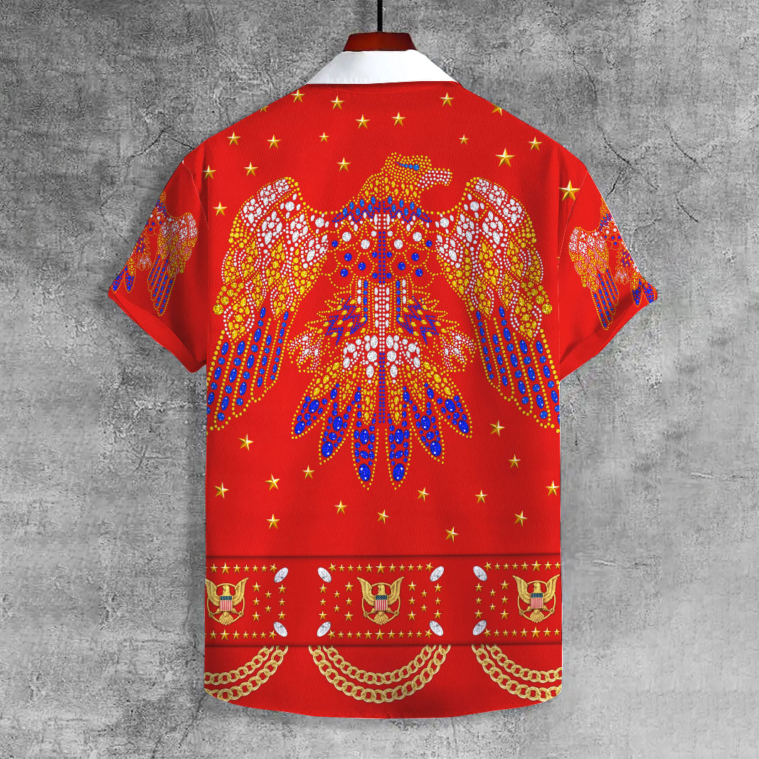CustomsPig Elvis Aloha from Hawaii Red UNISEX LAPEL SHIRT