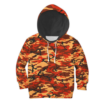 CustomsPig Flecktarn Red Brown German World War II Camouflage Patterns Kid Hoodie