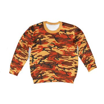 CustomsPig Flecktarn Red Brown German World War II Camouflage Patterns Kid Sweatshirt