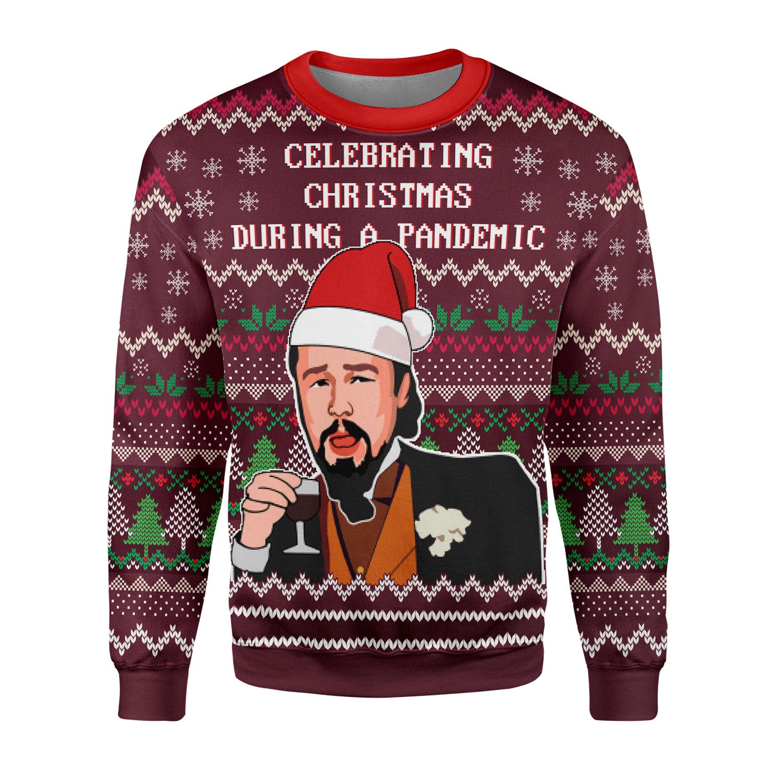 Customspig Christmas Sweater Celebrating Christmas During Pandemic 3D Apparel