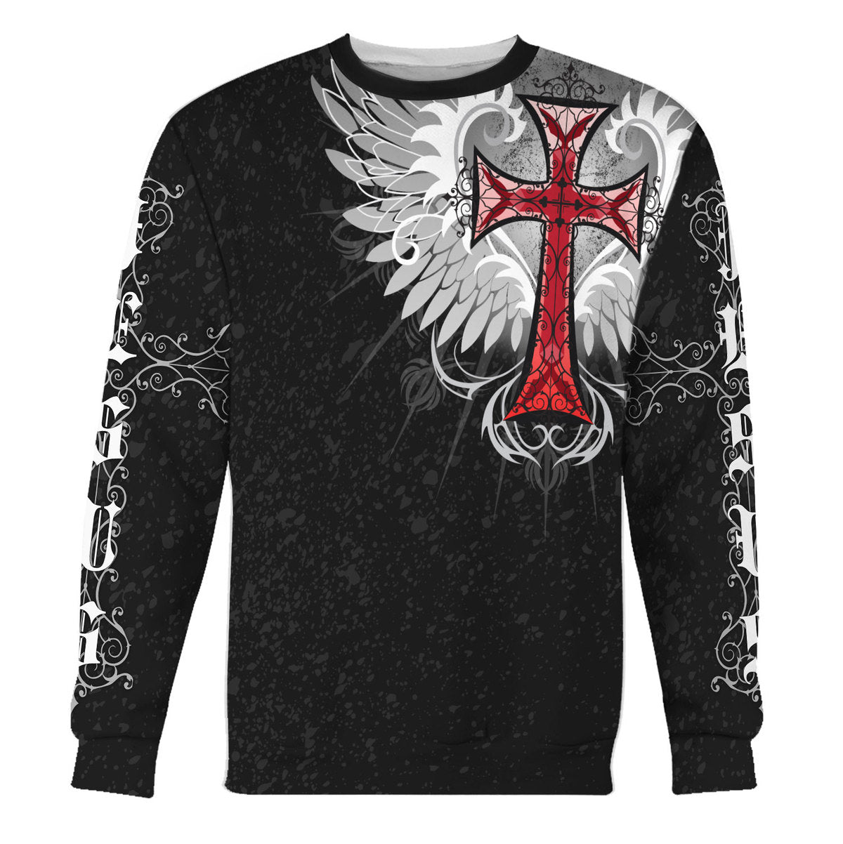 Customspig Tops Pullover Sweatshirt Sweatshirt Jesus Old English Red Cross 3D Apparel