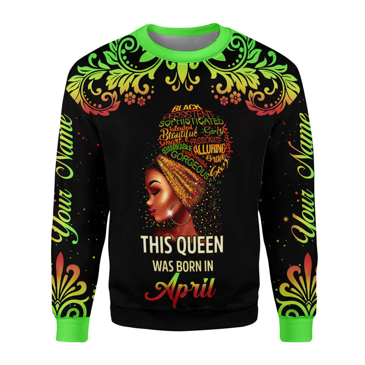 CustomsPig Personalized Ugly Sweater April Girl I Am 100% Me All Over Printed