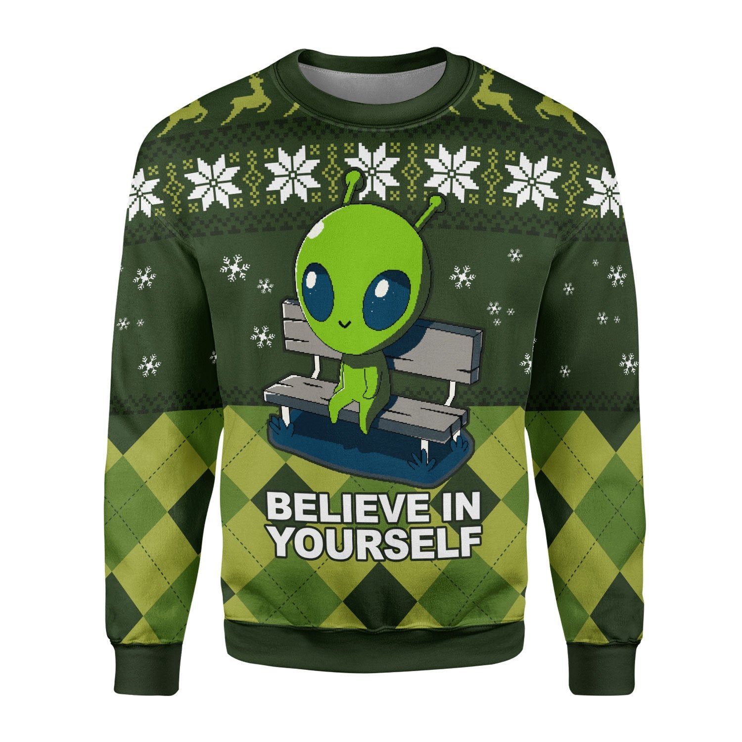 Customspig Tops Pullover Sweatshirt Believe In Yourself Alien 3D Apparel