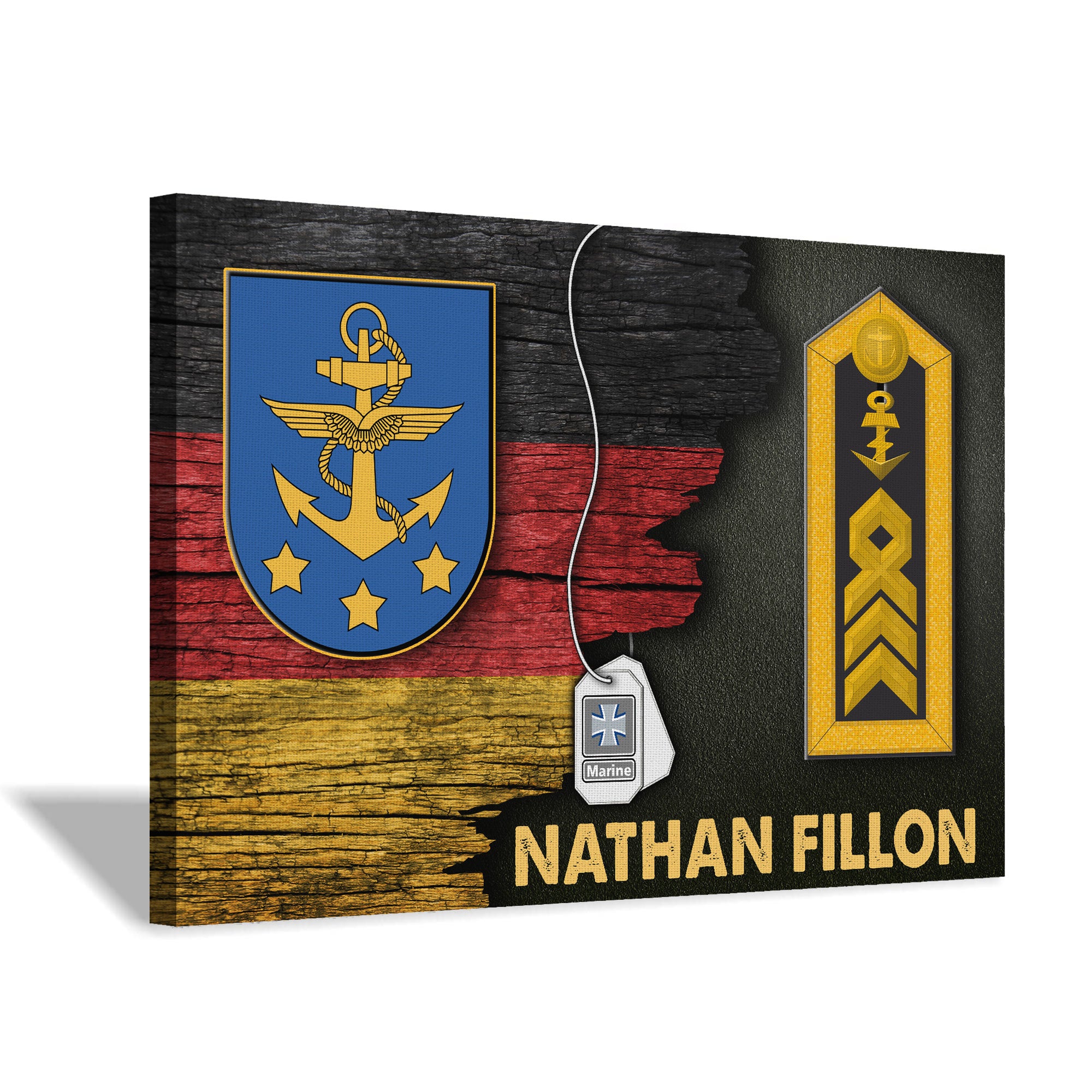 Personalize Name and Ranks- Navy Command Coat Of Arms Of The German Navy Headquarters Canvas