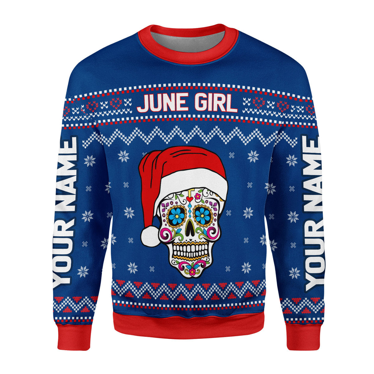 CustomsPig Personalized Ugly Sweater June Girl I Am Who I Am All Over Printed