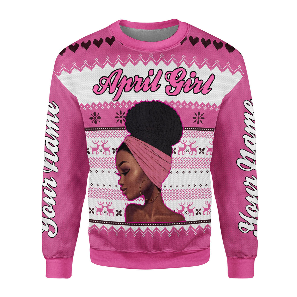 CustomsPig Personalized Ugly Sweater April Girl All Over Printed
