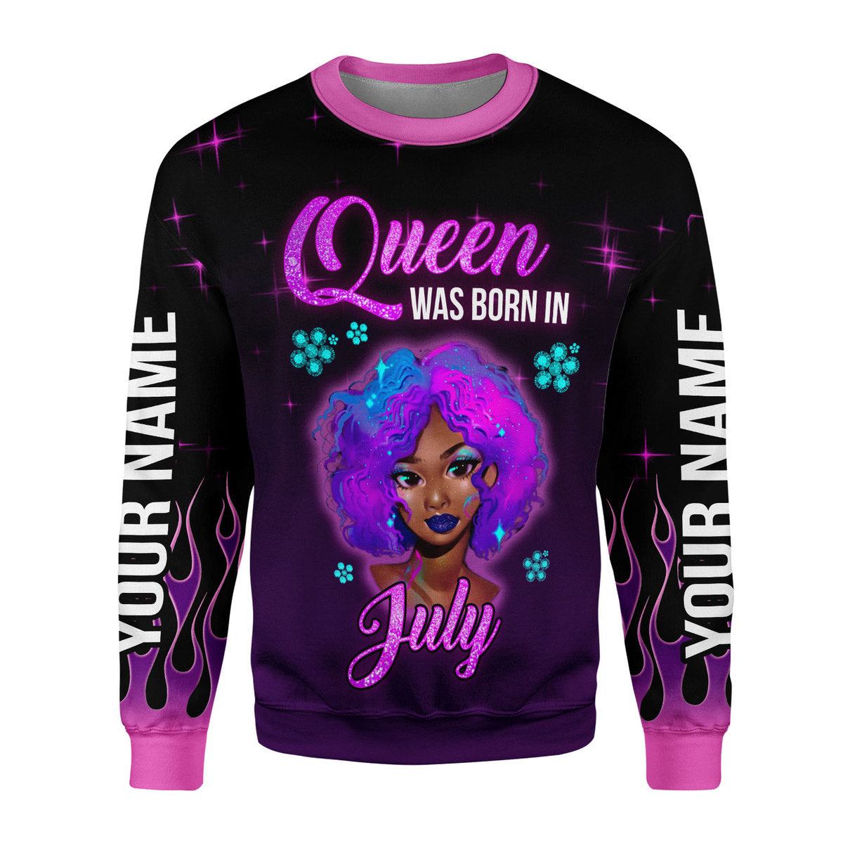 CustomsPig Personalized Ugly Sweater Queen Was Born In July All Over Printed