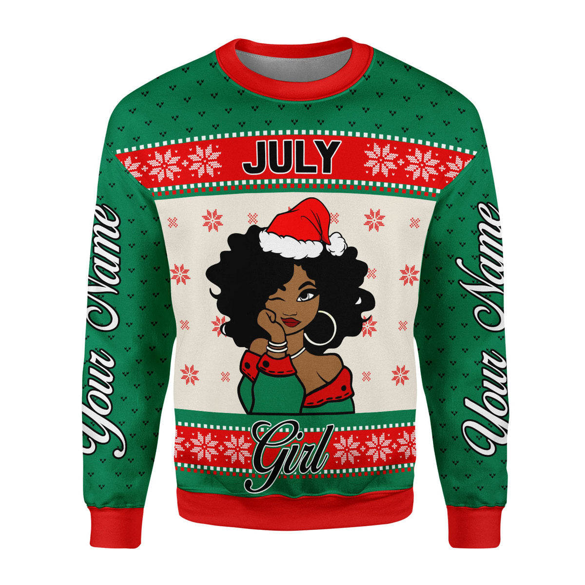 CustomsPig Personalized Ugly Sweater July Girl All Over Printed