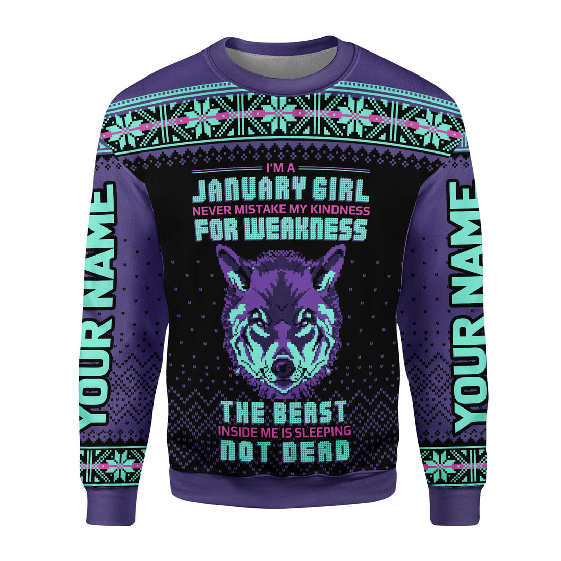CustomsPig Personalized Sweatshirt January Girl All Over Printed
