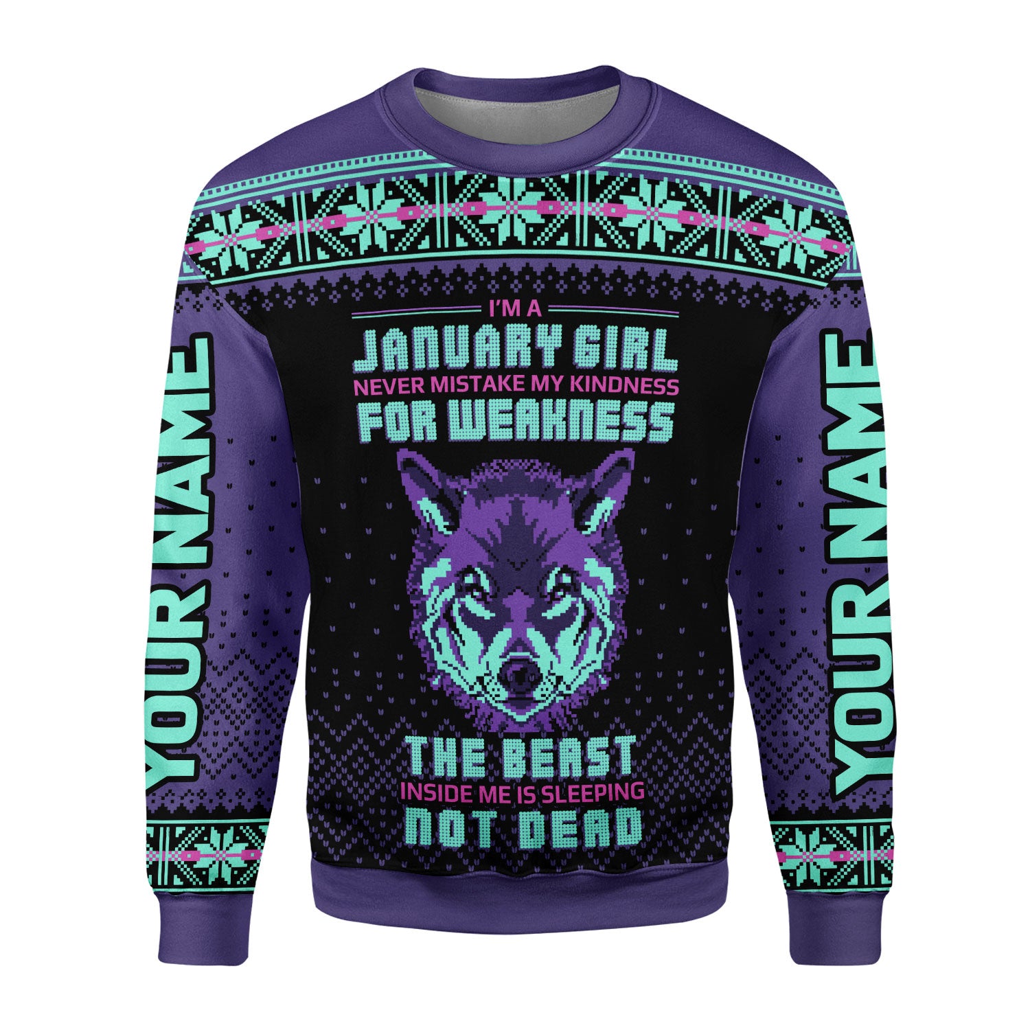 CustomsPig Personalized Sweatshirt January Girl All Over Printed