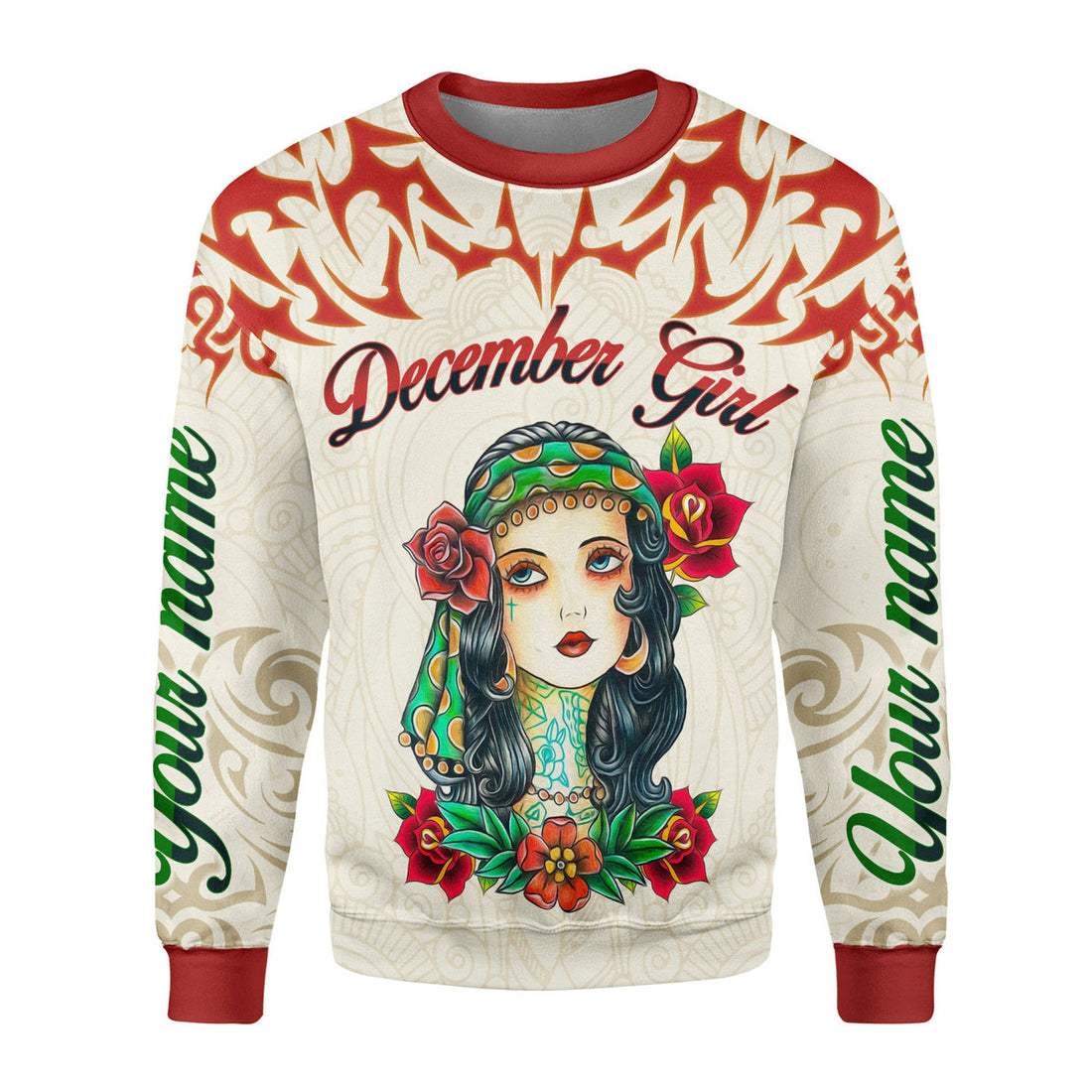 CustomsPig Personalized Ugly Sweater December Girl All Over Printed