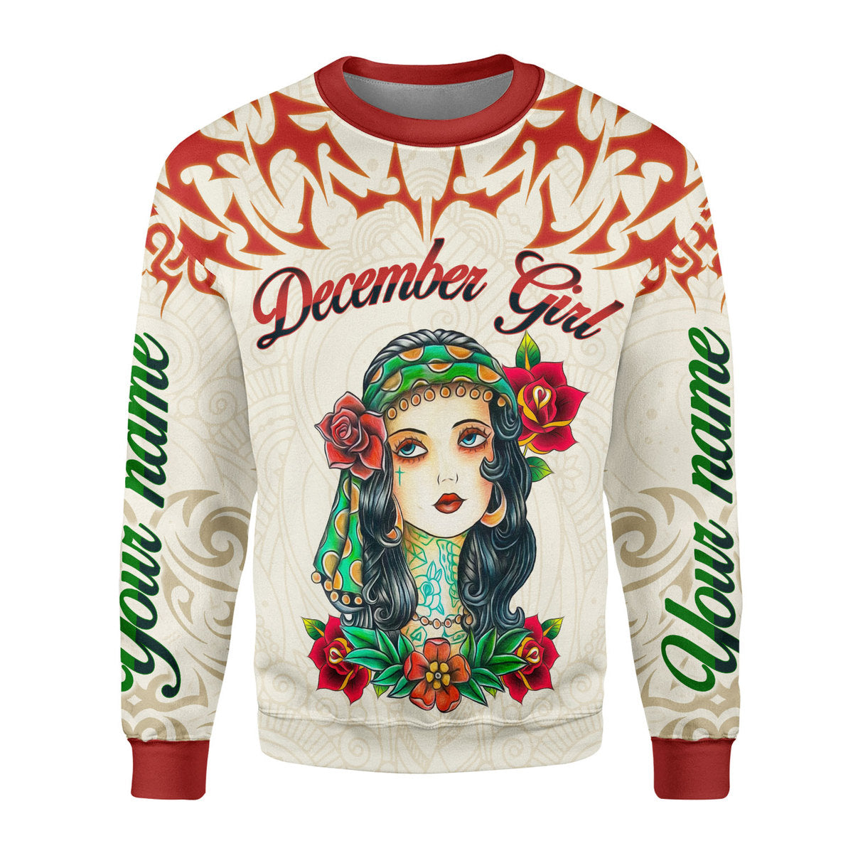 CustomsPig Personalized Ugly Sweater December Girl All Over Printed