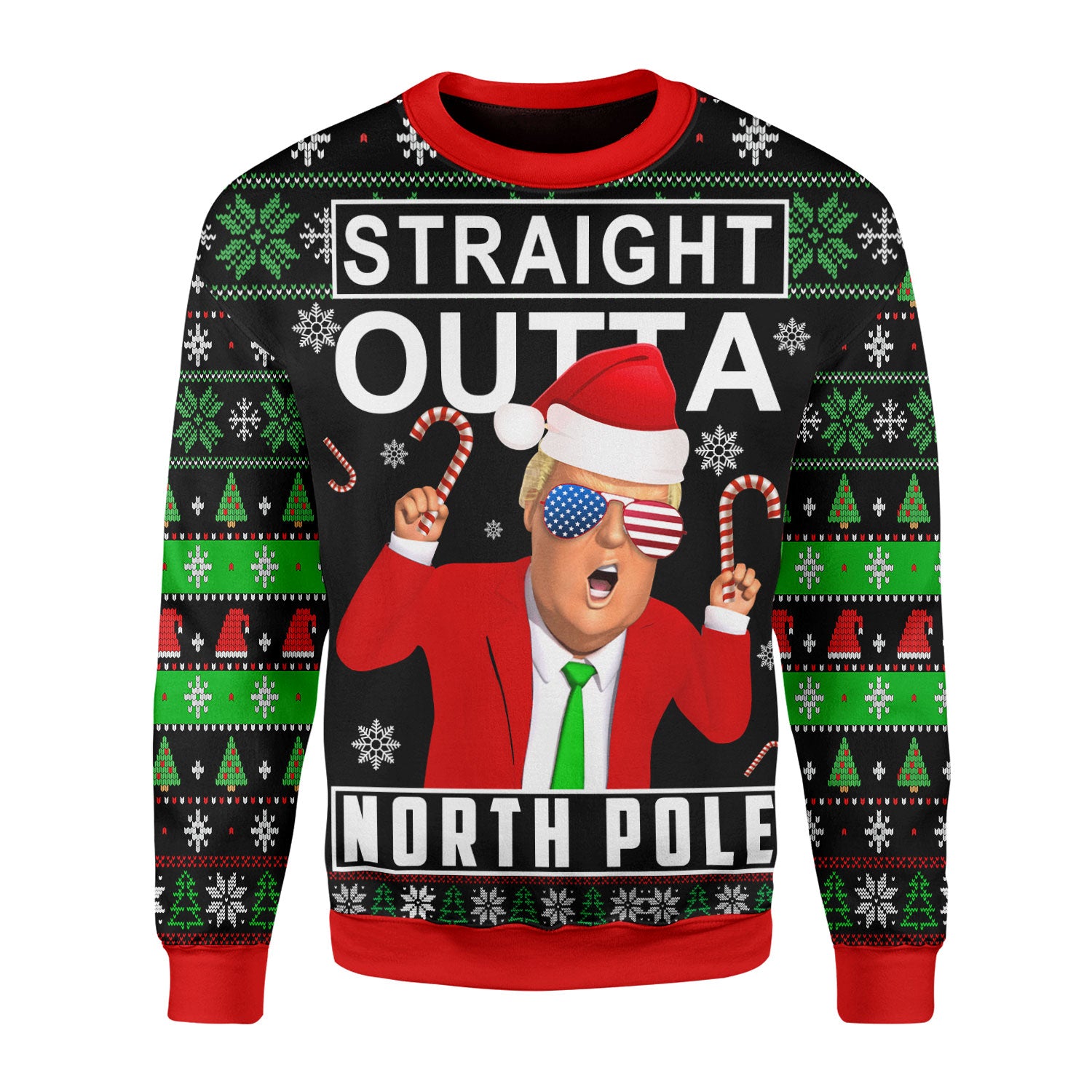 Customspig Christmas Sweater Straight Outta North Pole 3D Apparel