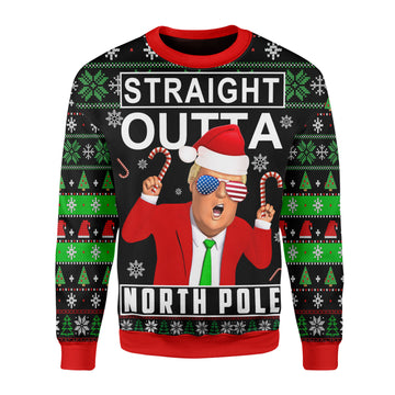 Customspig Christmas Sweater Straight Outta North Pole 3D Apparel