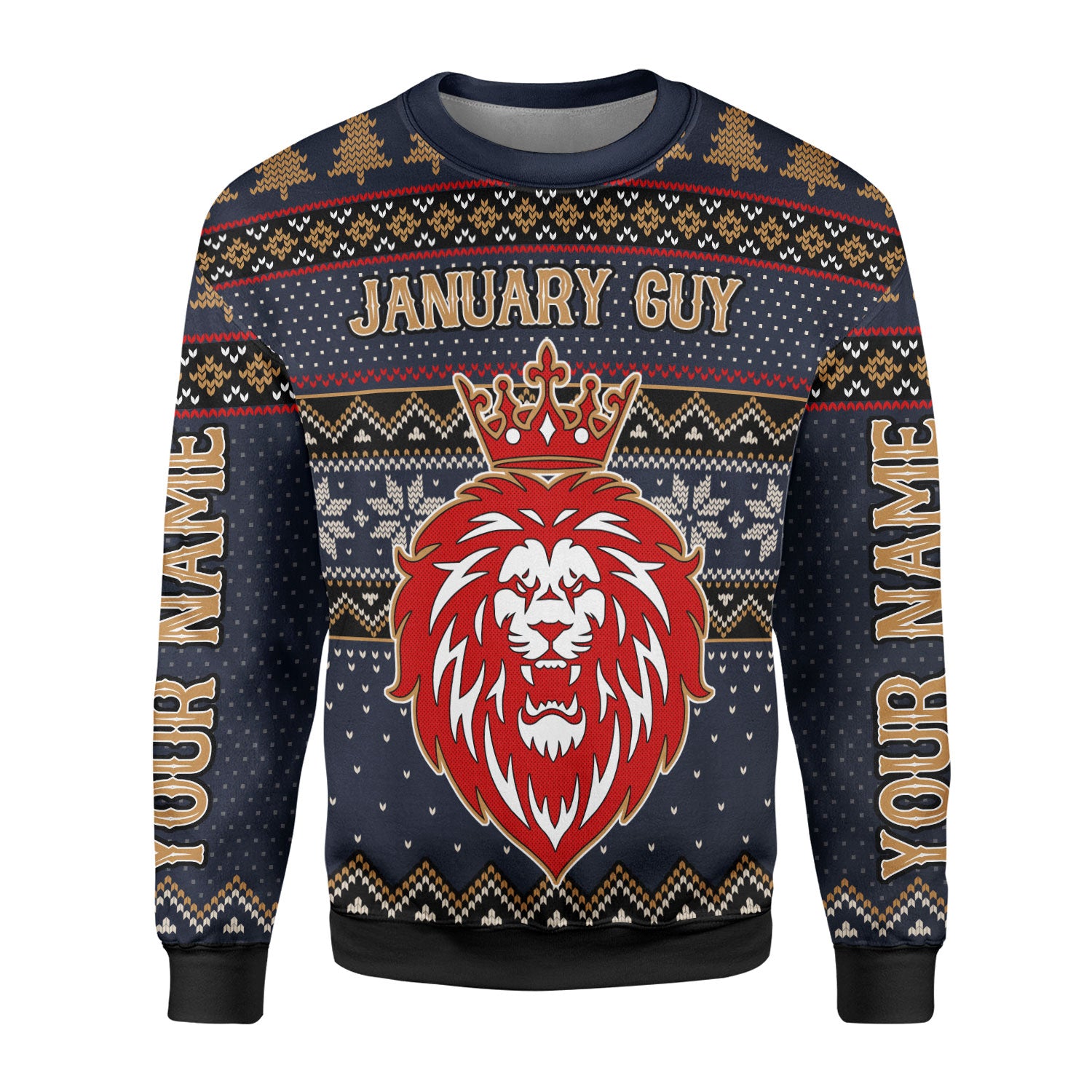 CustomsPig Personalized Ugly Sweater January Guy All Over Printed