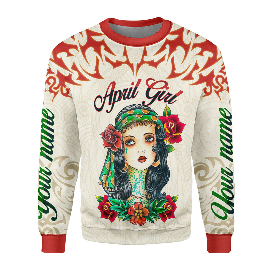 CustomsPig Personalized Ugly Sweater April Girl I Do What I Want All Over Printed