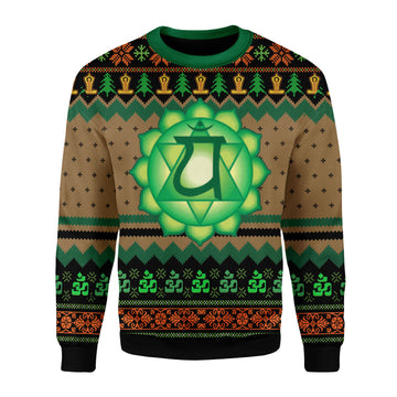 Customspig Christmas Sweater Heart Chakra 3D Apparel