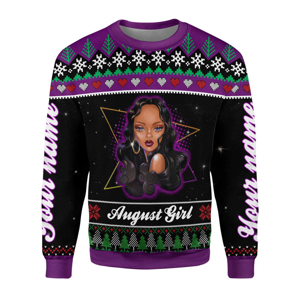 CustomsPig Personalized Ugly Sweater August Girl All Over Printed