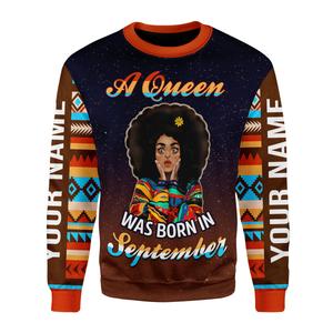 CustomsPig Personalized Ugly Sweater September Girl All Over Printed