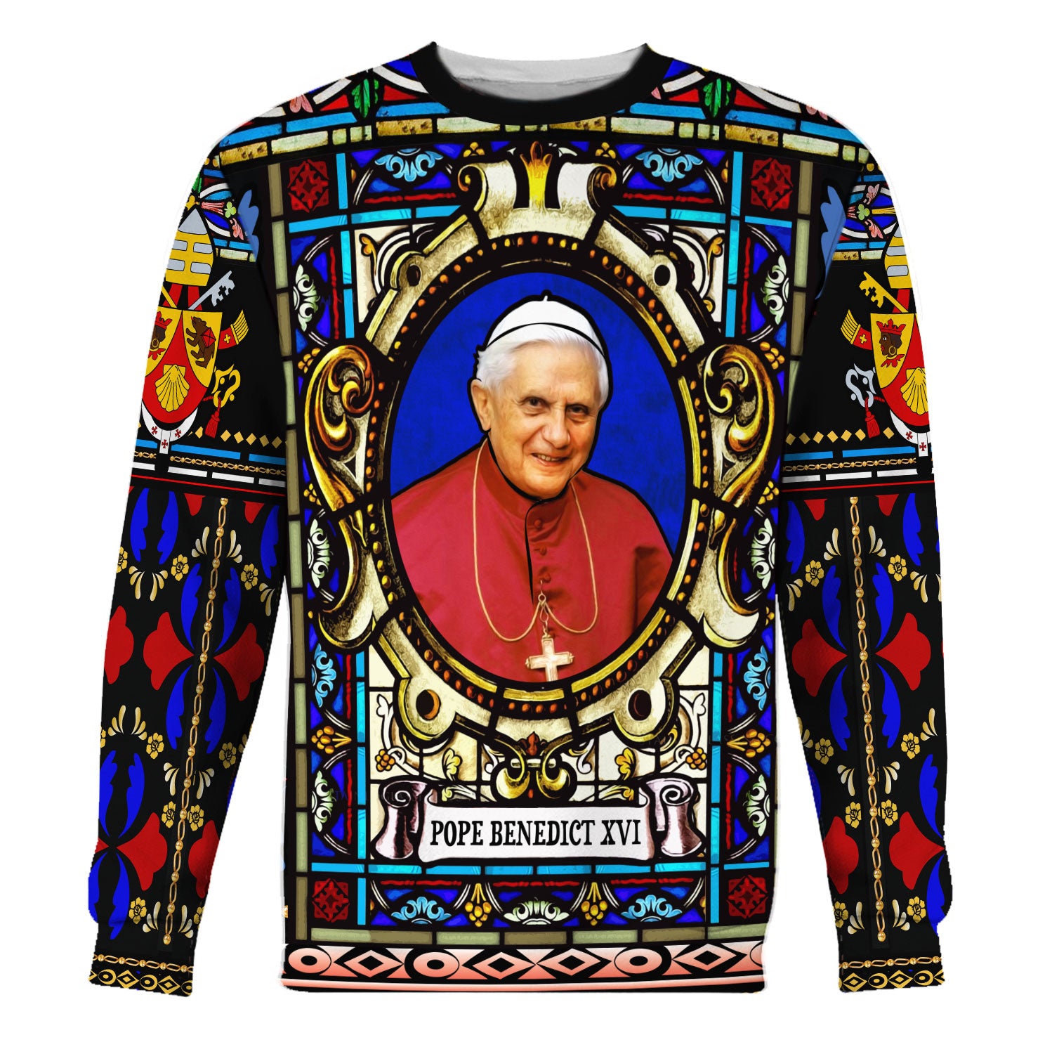 Tracksuit Tops Pullover Sweatshirt Pope Benedict XVI Stained Glass 3D Apparel