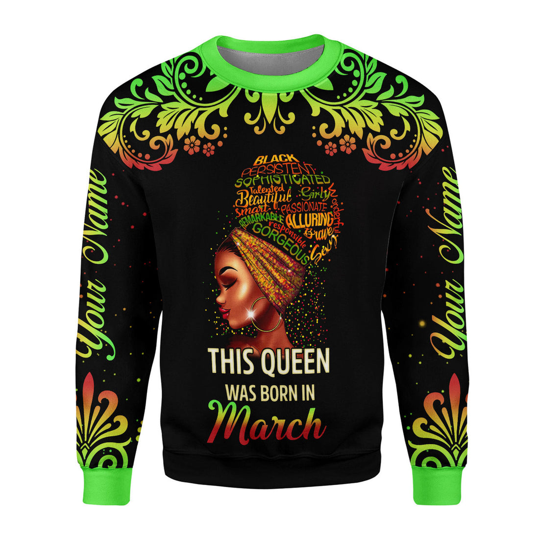 CustomsPig Personalized Ugly Sweater March Girl I Am 100% Me All Over Printed