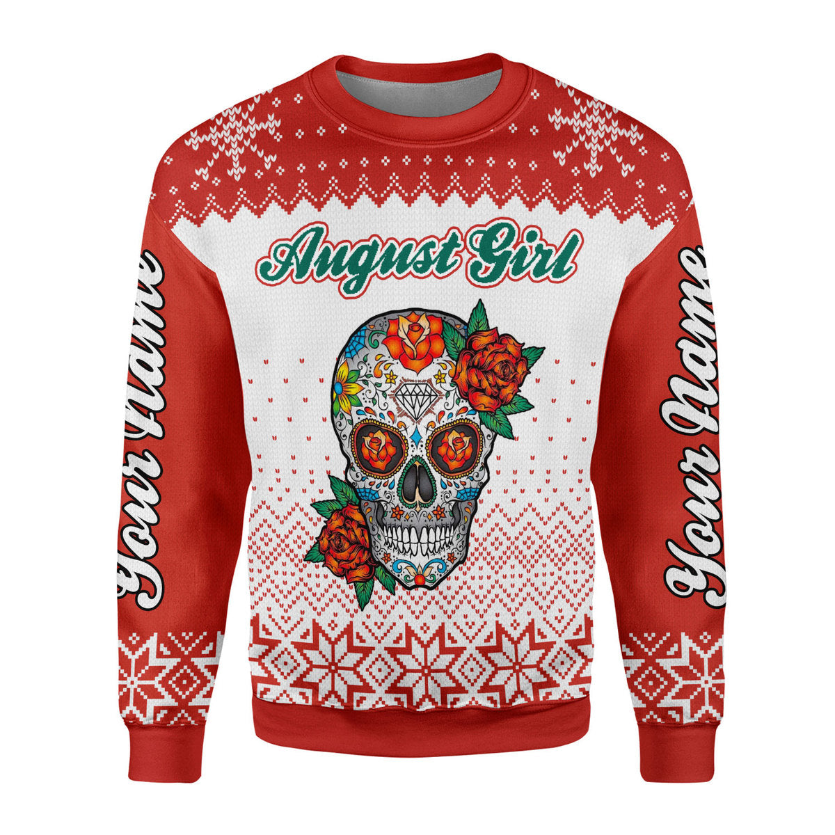CustomsPig Personalized Ugly Sweater August Girl All Over Printed