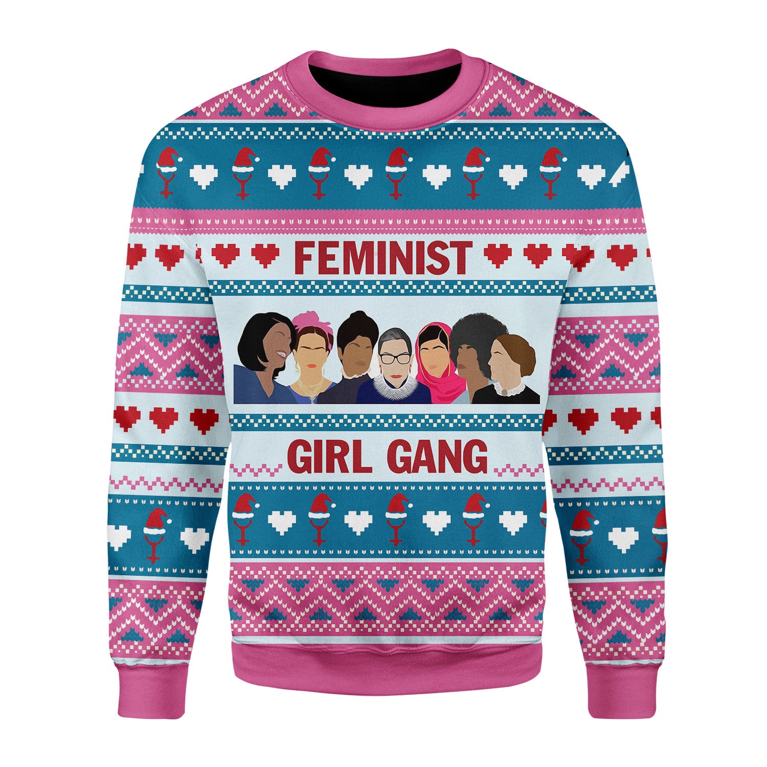 Customspig Christmas Sweater Feminist Girl Gang 3D Apparel