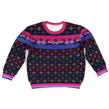 Customspig Kid Christmas Sweater Bisexual Pride Flag 3D Apparel