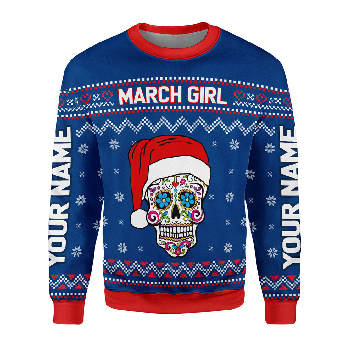 CustomsPig Personalized Ugly Sweater March Girl I Am Who I Am All Over Printed