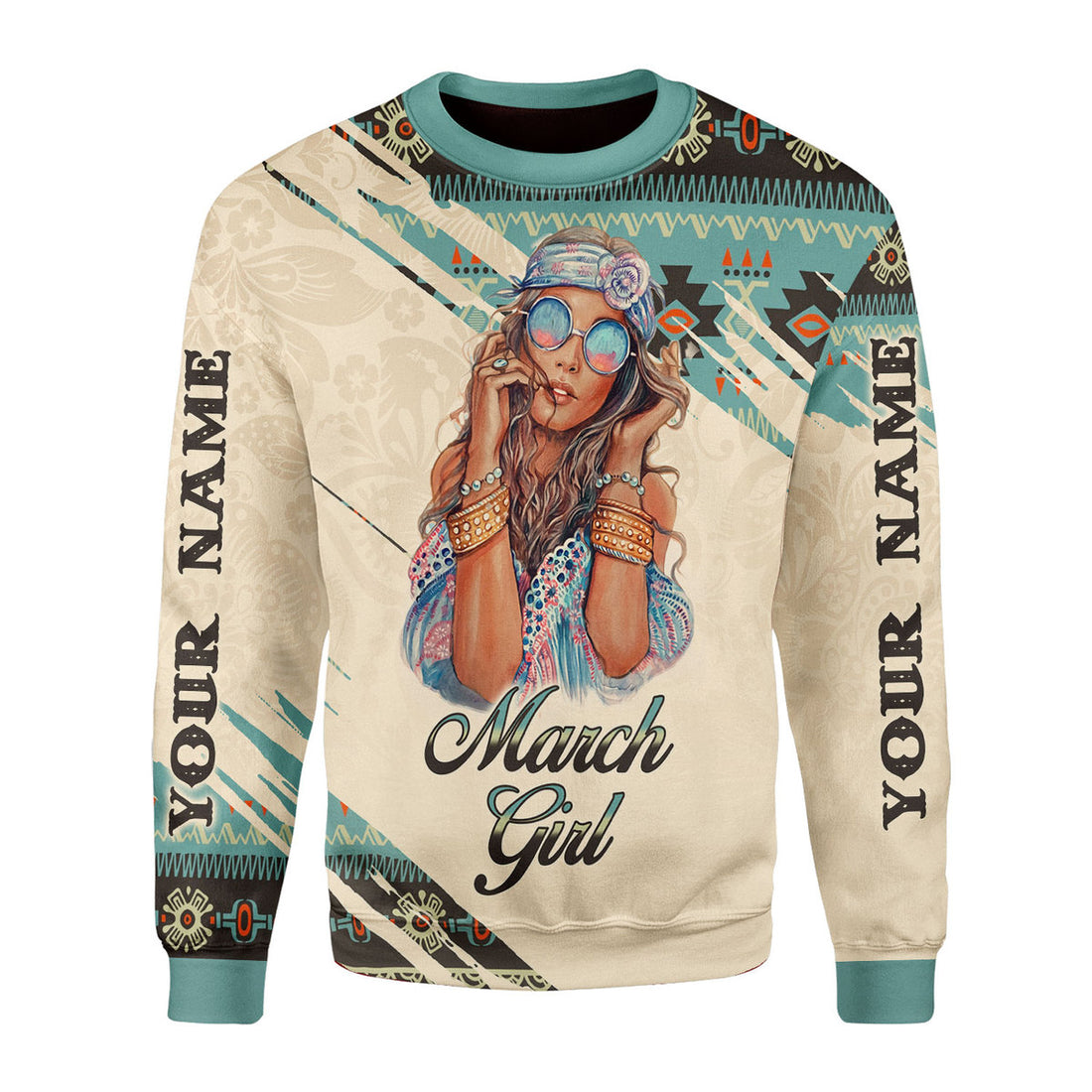 CustomsPig Personalized Ugly Sweater March Girl All Over Printed