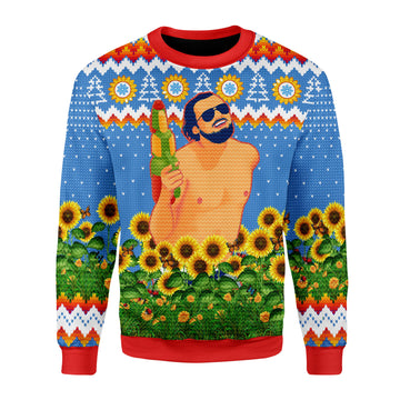 Customspig Christmas Sweater Leo Running With Water Gun 3D Apparel