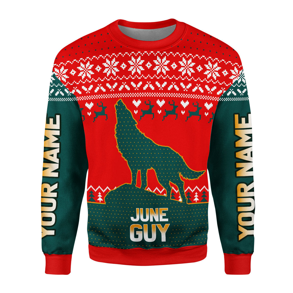 CustomsPig Personalized Ugly Sweater June Guy All Over Printed