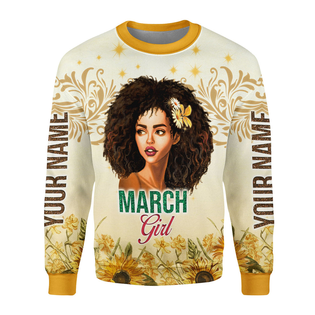 CustomsPig Personalized Ugly Sweater March Girl All Over Printed