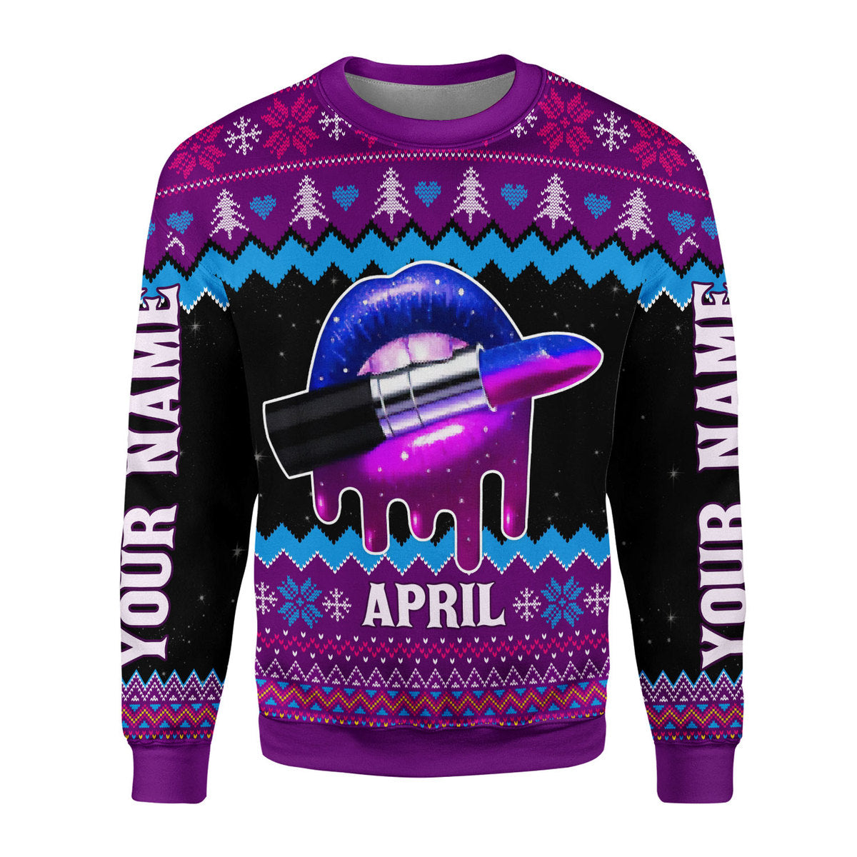 CustomsPig Personalized Ugly Sweater April Girl All Over Printed