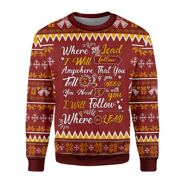 Customspig Christmas Sweater Gilmore Girls Theme Song Where You Lead I Will Follow 3D Apparel