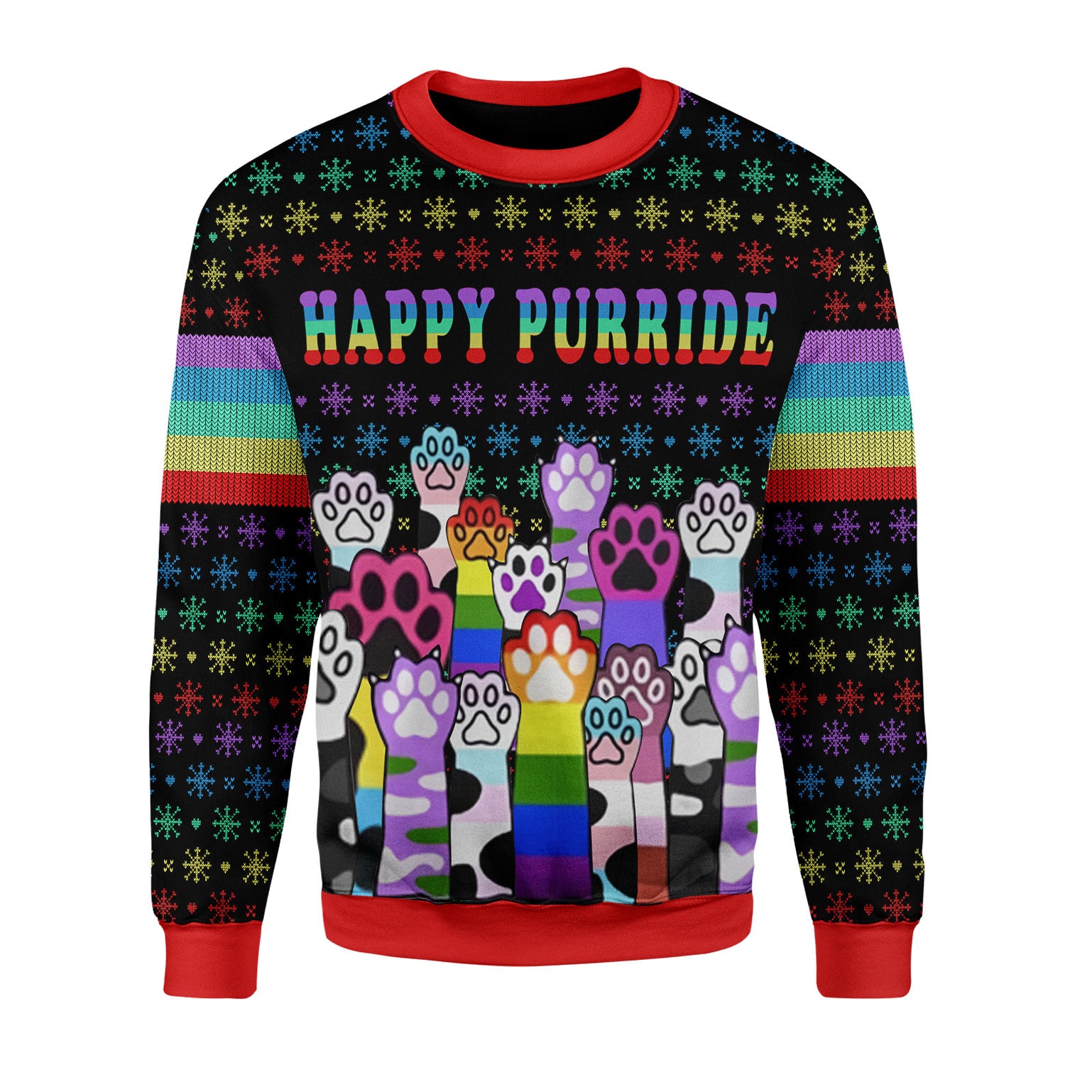 Customspig Christmas Sweater Happy Purride LGBT 3D Apparel