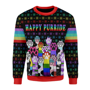 Customspig Christmas Sweater Happy Purride LGBT 3D Apparel