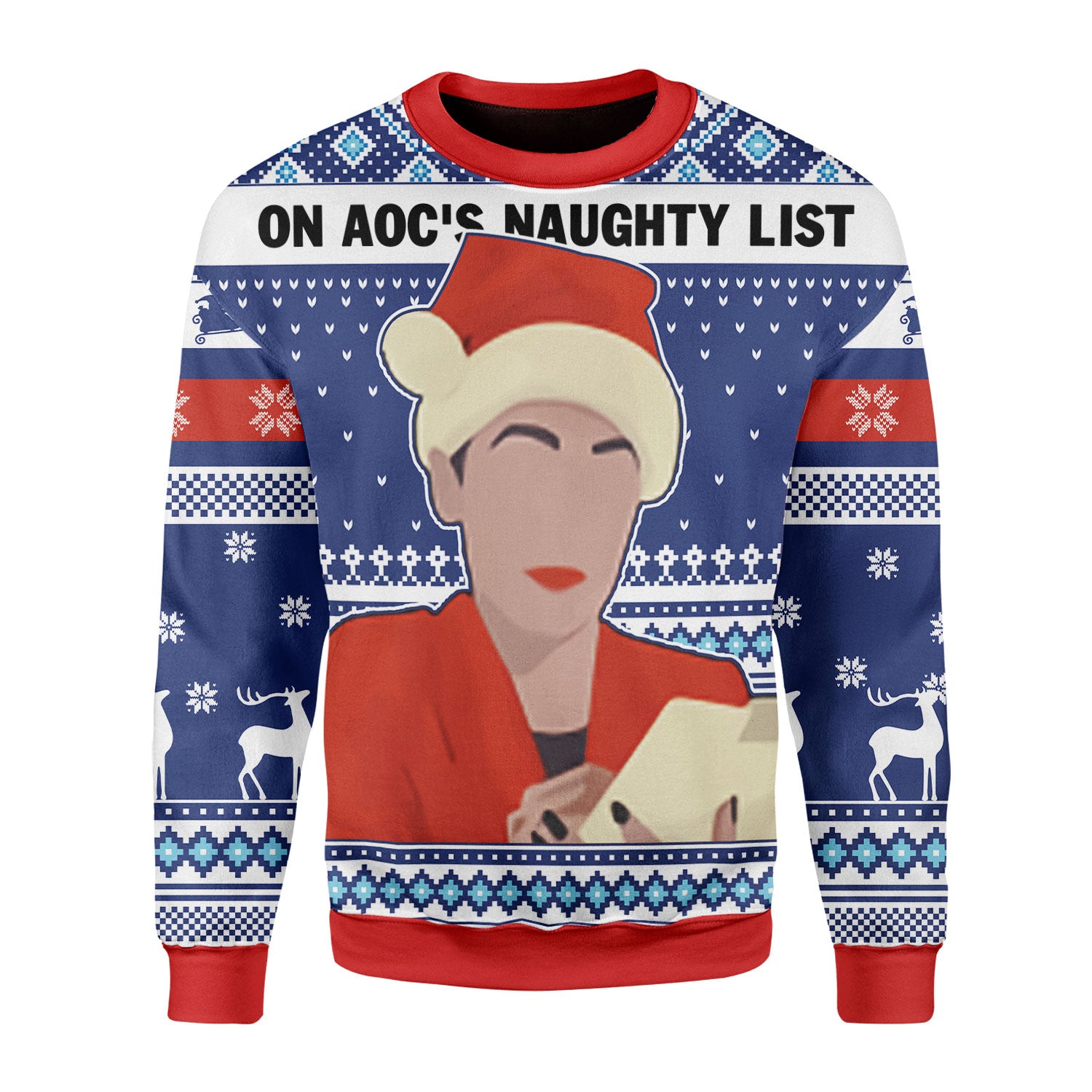 Customspig Christmas Sweater On AOC's Naughty List 3D Apparel