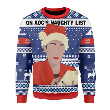 Customspig Christmas Sweater On AOC's Naughty List 3D Apparel