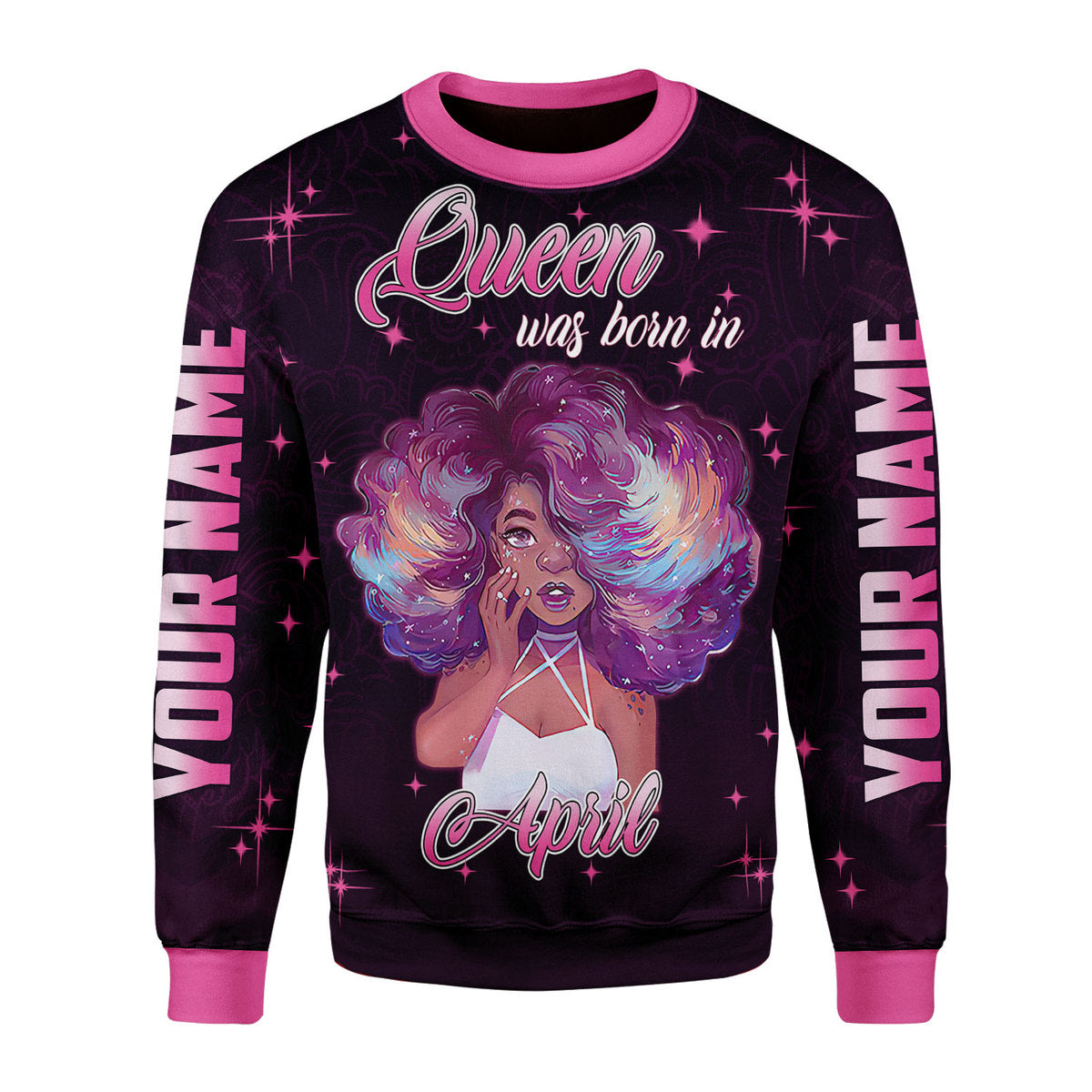 CustomsPig Personalized Ugly Sweater April Girl She's Beautiful Bold All Over Printed