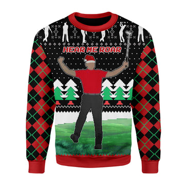 Customspig Christmas Sweater Here Him Roar 3D Apparel