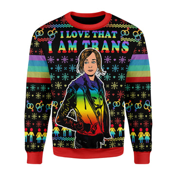 Customspig Christmas Sweater I Love That I Am Trans 3D Apparel