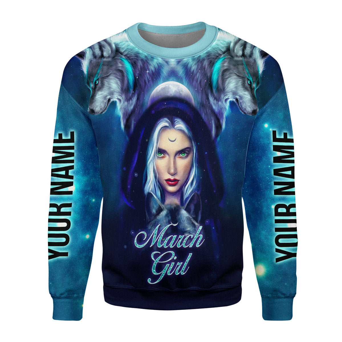 CustomsPig Personalized Ugly Sweater March Girl I Don't Care All Over Printed