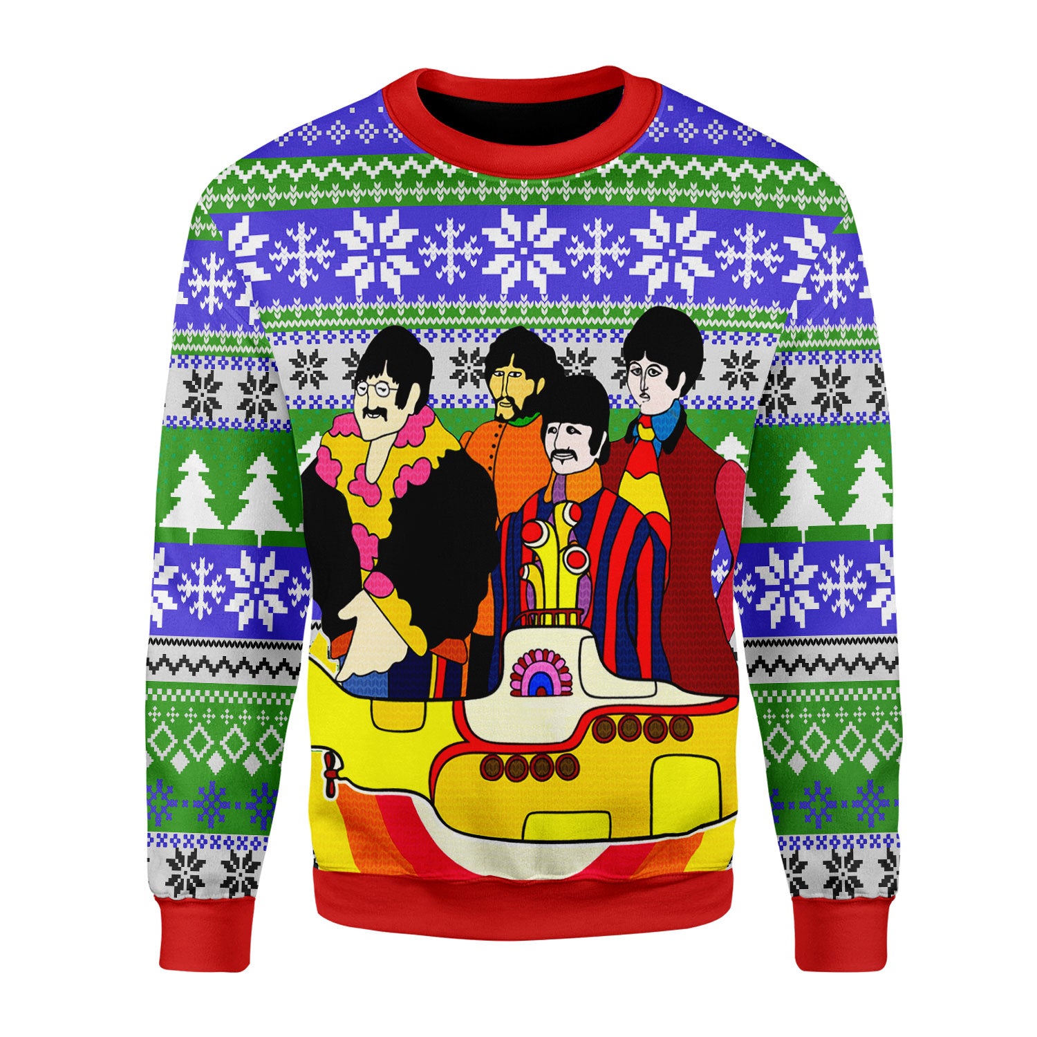 Customspig Christmas Sweater The Beatles Hippie 3D Apparel