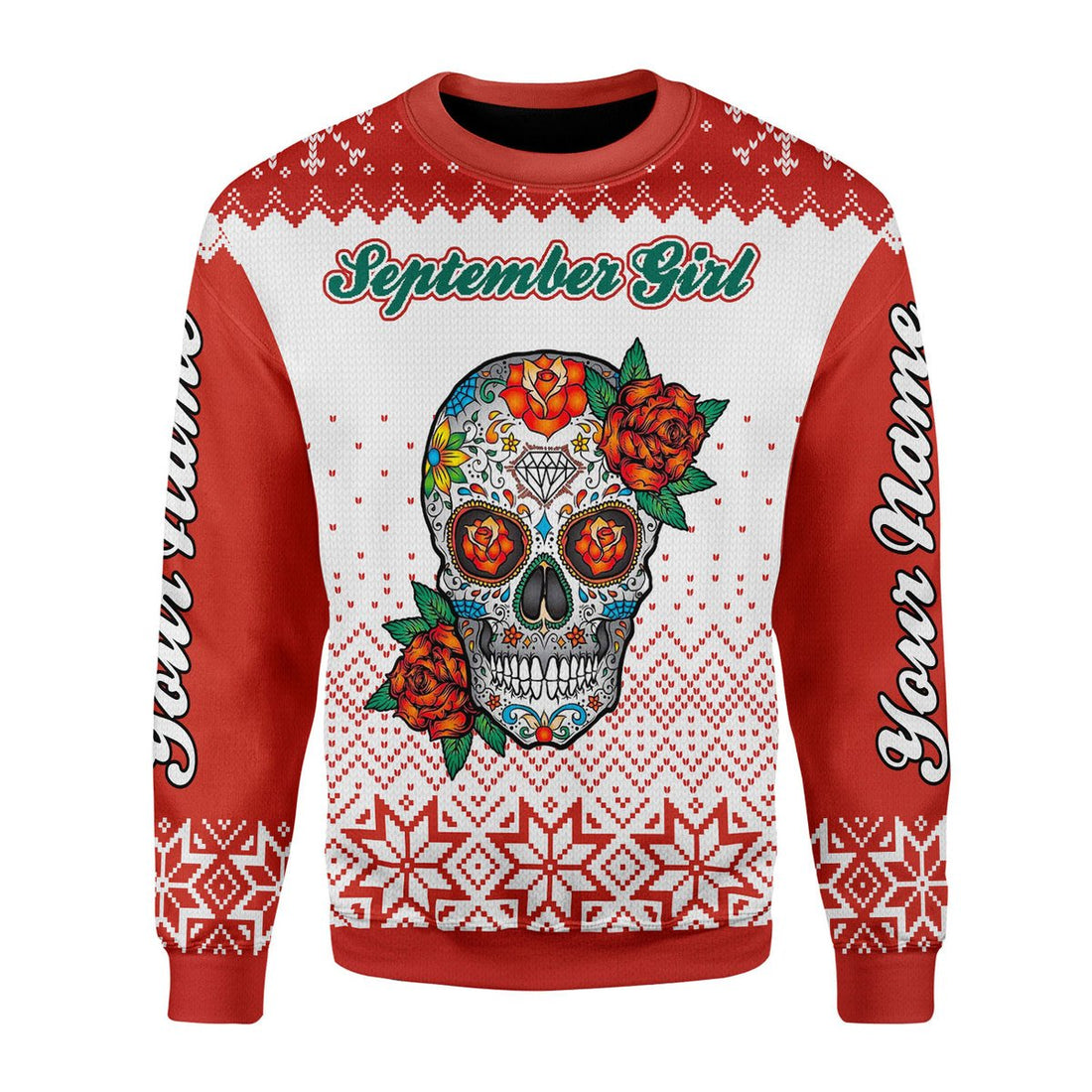 CustomsPig Personalized Ugly Sweater September Girl All Over Printed