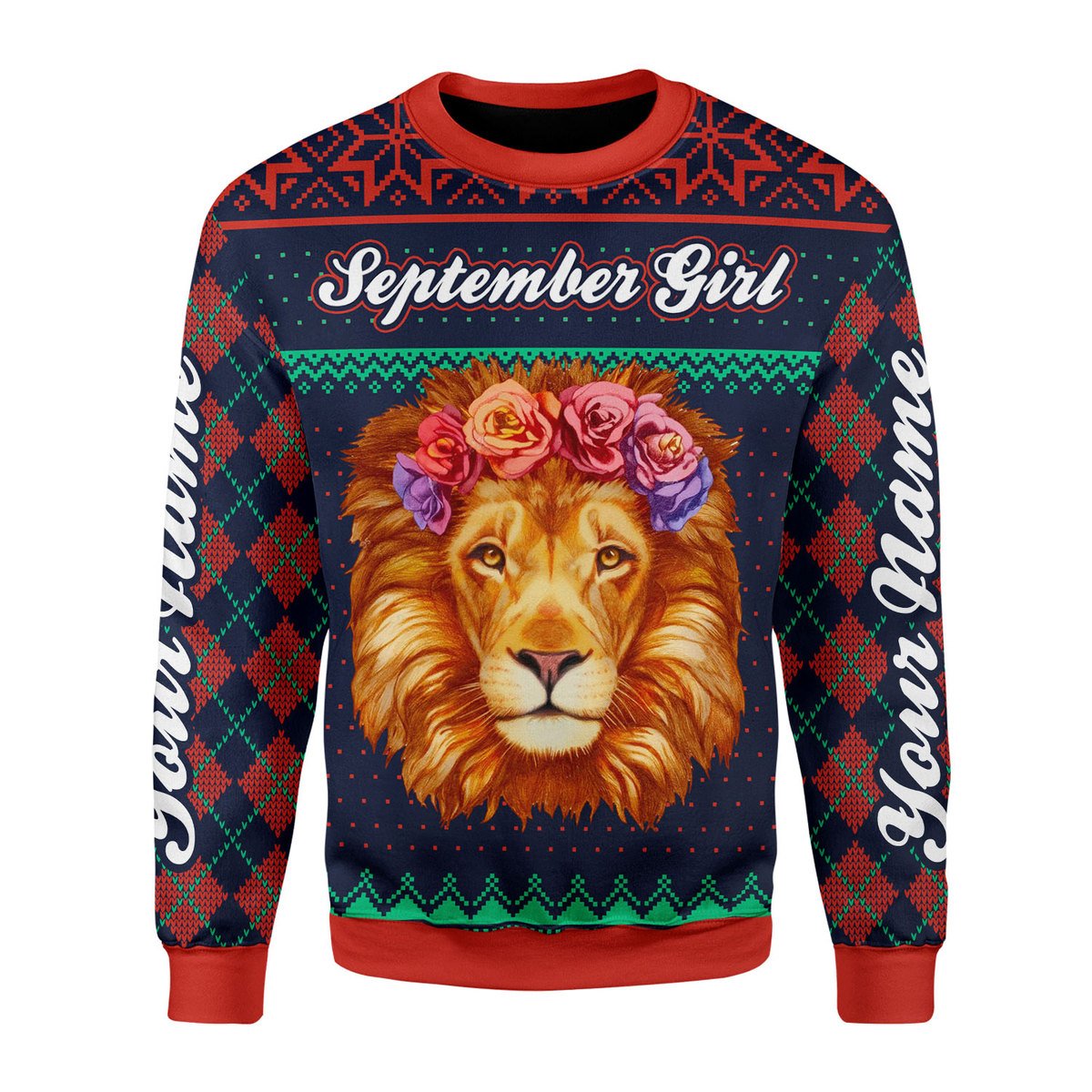 CustomsPig Personalized Ugly Sweater September Girl All Over Printed
